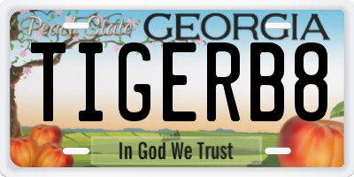 GA license plate TIGERB8