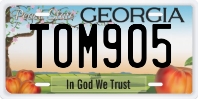 GA license plate TOM905