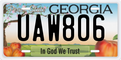 GA license plate UAW806