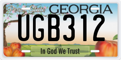 GA license plate UGB312