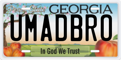 GA license plate UMADBRO