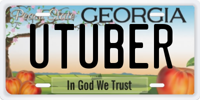 GA license plate UTUBER