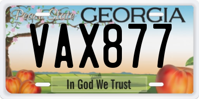 GA license plate VAX877