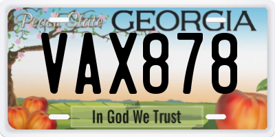 GA license plate VAX878