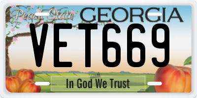 GA license plate VET669