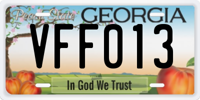 GA license plate VFF013