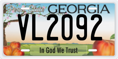 GA license plate VL2092