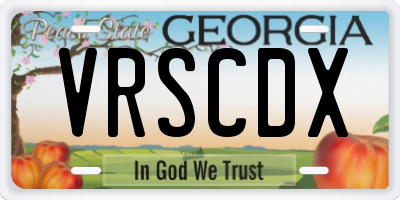 GA license plate VRSCDX