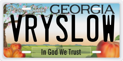 GA license plate VRYSL0W