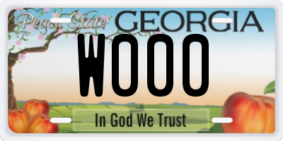 GA license plate W000