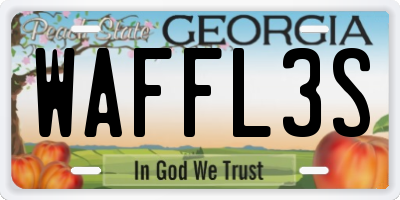 GA license plate WAFFL3S