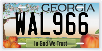 GA license plate WAL966