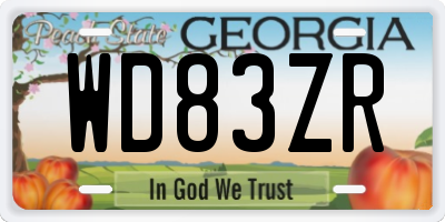 GA license plate WD83ZR