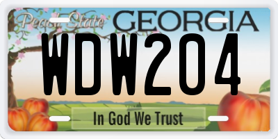 GA license plate WDW204