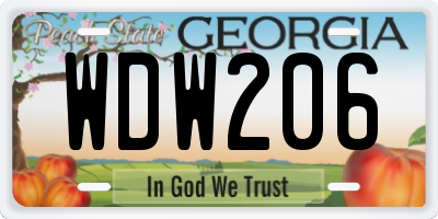 GA license plate WDW206