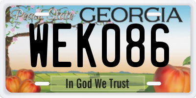 GA license plate WEK086