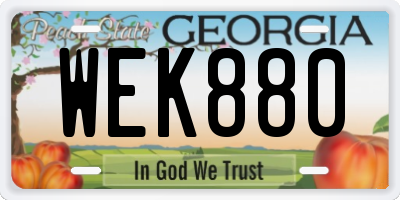 GA license plate WEK880