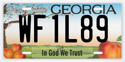 GA license plate WF1L89