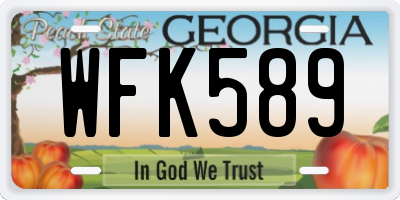 GA license plate WFK589