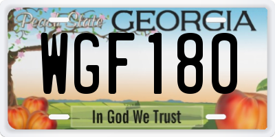 GA license plate WGF180