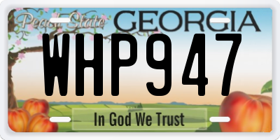 GA license plate WHP947