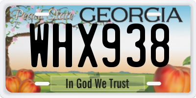 GA license plate WHX938