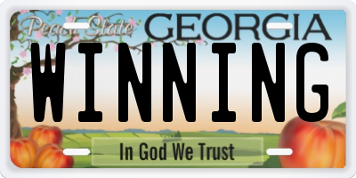 GA license plate WINNING