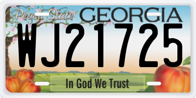 GA license plate WJ21725