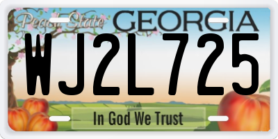 GA license plate WJ2L725