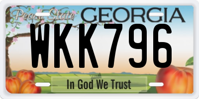 GA license plate WKK796