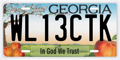 GA license plate WL13CTK