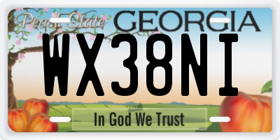 GA license plate WX38NI