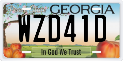 GA license plate WZD41D