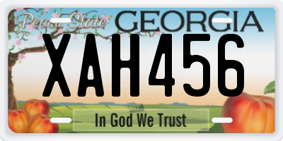 GA license plate XAH456