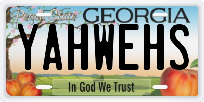 GA license plate YAHWEHS