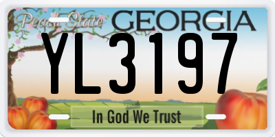 GA license plate YL3197