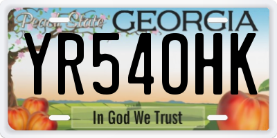 GA license plate YR54OHK