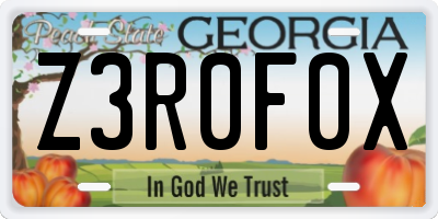 GA license plate Z3R0F0X