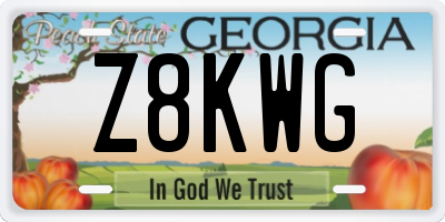 GA license plate Z8KWG