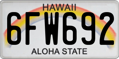 HI license plate 6FW692