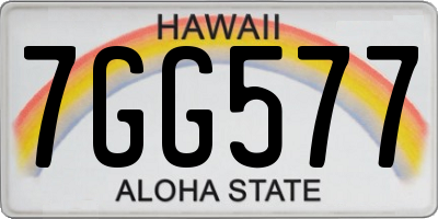 HI license plate 7GG577
