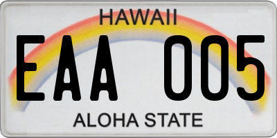 HI license plate EAA005