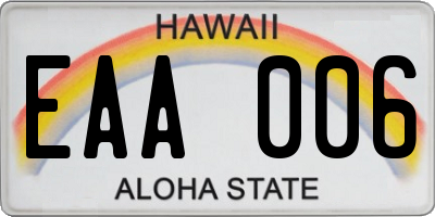 HI license plate EAA006