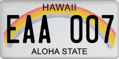 HI license plate EAA007