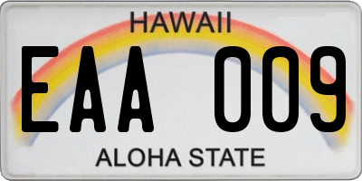 HI license plate EAA009