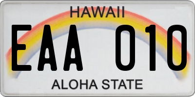 HI license plate EAA010