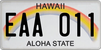 HI license plate EAA011