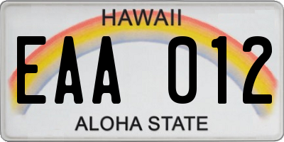 HI license plate EAA012