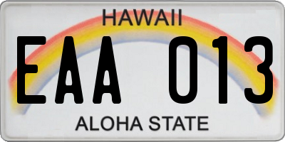 HI license plate EAA013