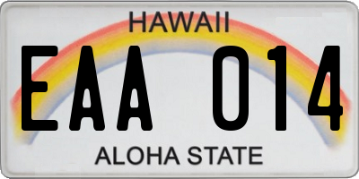 HI license plate EAA014